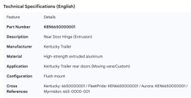 KENTUCKY REAR DOOR HINGE