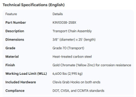 KINEDYNE CHAIN ASSEMBLY 3/8" X 25' GRADE 70
