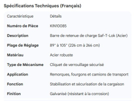 KINEDYNE STEEL SAF-T-LOK BAR (89"-105")