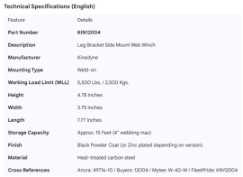 KINEDYNE SIDE LEG BRACKET WINCH
