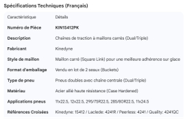 KINEDYNE TIRE CHAINS SQUARE LINK DUAL/TRPL (2 BUCKETS)