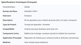 KINEDYNE TIRE CHAIN KIT GRIP LINK REPAIR KIT STUD