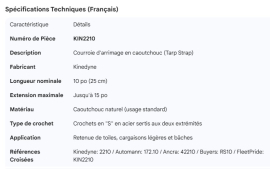 KINEDYNE TARP STRAP RUBBER TIE DOWN 10"