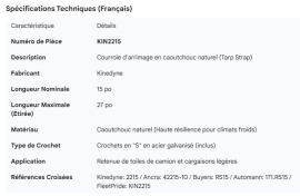 KINEDYNE TARP STRAP RUBBER TIE DOWN 15"