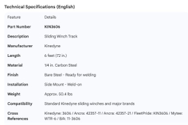 KINEDYNE TRACK WINCH 1/4"STEEL 6' SECTION