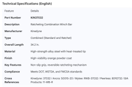 KINEDYNE WINCH BAR RATCHETING