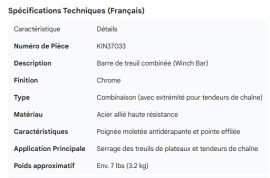 KINEDYNE WINCH BAR CHROME COMBINATION