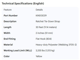 KINEDYNE STRAP 30' RATCHET W/804 3705-2