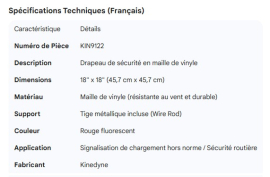 KINEDYNE FLAG RED VINYL MESH 18" X 18" WITH WIRE ROD