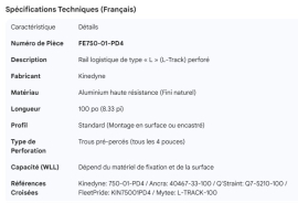 KINEDYNE ALUMINUM L TRACK DRILLED