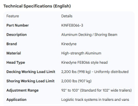 KINEDYNE ALUMINUM DECKING BEAM