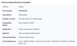 KYSOR WESTRAN SLIDING GEAR 13/37T (J5310-1)