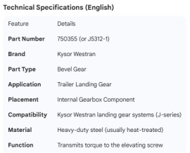 KYSOR WESTRAN J5312-1 BEVEL GEAR