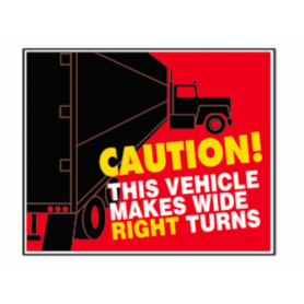 CAUTION RIGHT WIDE TURN DECAL