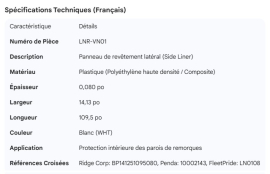 VANGUARD INTERIOR LINER 14" WIDE