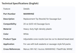 MANUS TIP FOR 20 OZ SAUSAGE GUN