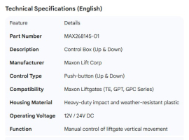 MAXON CONTROL BOX UP & DOWN