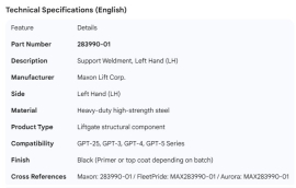 MAXON WELDMENT SUPPORT LH