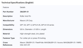 MAXON ROLLER AXLE PIN