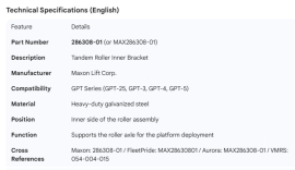 MAXON TANDEM ROLLER INNER BRACKET