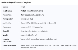 MAXON MAIN TOGGLE SWITCH ASSY PD