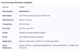 MAXON HEX THIN NUT HD FOR ROLLER AXLE