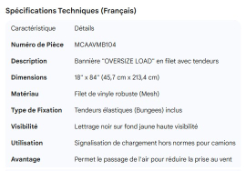 MESH BANNER OVERSIZE LOAD W/BUNGEES 18" X 84"