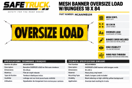 MESH BANNER OVERSIZE LOAD W/BUNGEES 18" X 84"