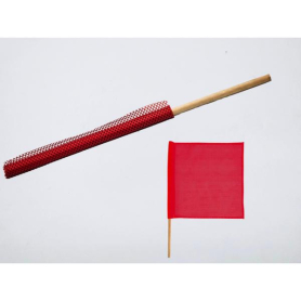 FLAG RED VINYL MESH WITH 3/4" WOOD DOWEL 18" X 18"