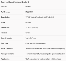 MCGUARD WHEEL LOCKS 1/2-20 (PKG 4)