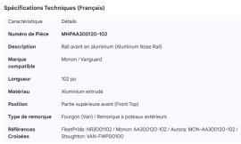 MONON TRAILER ALUMINUM NOSE RAIL