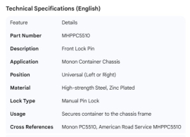 MONON FRONT LOCK PIN L/R CN