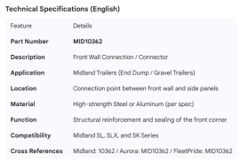 MIDLAND FRONT WALL CONNECTION