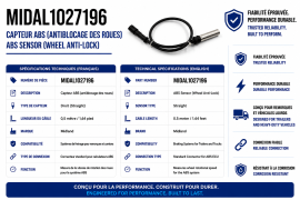 MIDLAND ABS SENSOR STRAIGHT 0.5M / 1.64'