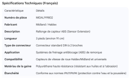MIDLAND SENSOR EXTENSION 3'