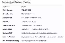 MIDLAND SENSOR EXTENSION 3'