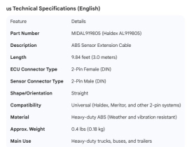 MIDLAND ABS SENSOR EXTENSION 9.84'