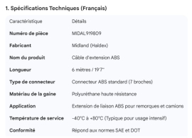 MIDLAND ABS EXTENSION CABLE 19'7" / 6M