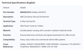 MIDLAND ABS CONNECTOR SERVICE KIT