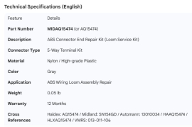 MIDLAND ABS CONNECTOR SERVICE KIT