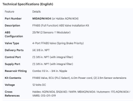 MIDLAND ABS VALVE KIT 2S/1M
