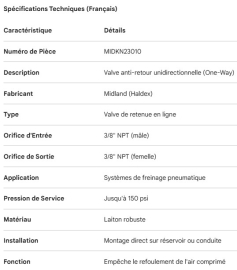 MIDLAND ONE WAY CHECK VALVE 3/8 NPT