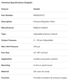 MIDLAND PRESSURE REGULATOR VALVE