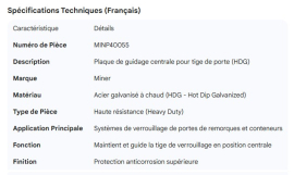 MINER DOOR ROD GUIDE PLATE CENTER HDG