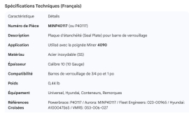 MINER SEAL PLATE SS FOR 4090 HANDLE