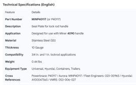 MINER SEAL PLATE SS FOR 4090 HANDLE