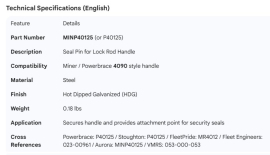 MINER SEAL PIN FOR 4090