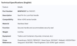 MINER SEAL PIN SS FOR 4090 HANDLE