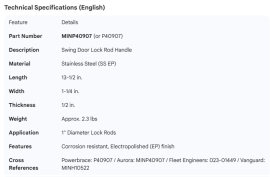 MINER DOOR ROD HANDLE SS