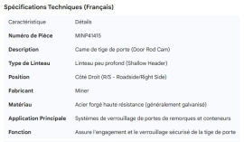 MINER DOOR ROD CAM - SHALLOW HEADER R/S